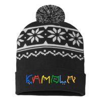 Women Kamala Harris Cat Lettering Kamala Harris President Gift USA-Made Snowflake Beanie