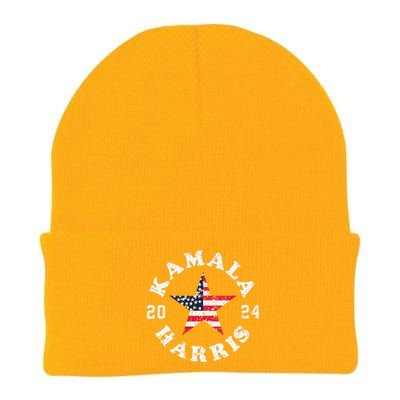 Women Kamala Harris 2024 President American Flag Vote Kamala Gift Knit Cap Winter Beanie