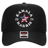 Women Kamala Harris 2024 President American Flag Vote Kamala Gift High Crown Mesh Back Trucker Hat