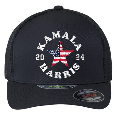 Women Kamala Harris 2024 President American Flag Vote Kamala Gift Flexfit Unipanel Trucker Cap