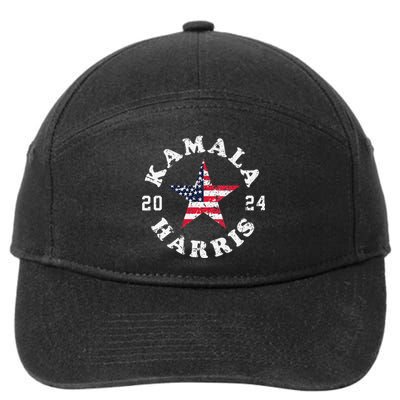 Women Kamala Harris 2024 President American Flag Vote Kamala Gift 7-Panel Snapback Hat