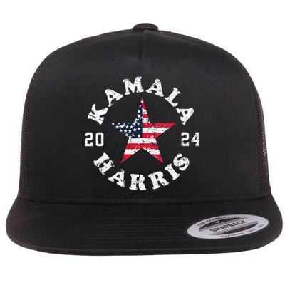 Women Kamala Harris 2024 President American Flag Vote Kamala Gift Flat Bill Trucker Hat