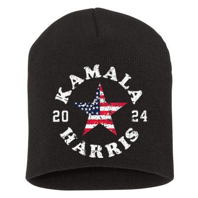 Women Kamala Harris 2024 President American Flag Vote Kamala Gift Short Acrylic Beanie