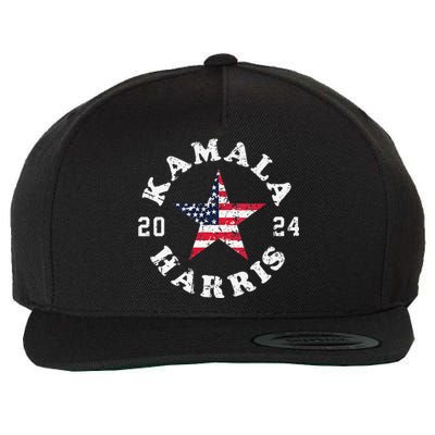 Women Kamala Harris 2024 President American Flag Vote Kamala Gift Wool Snapback Cap