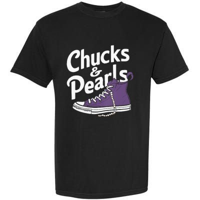 Wo Kamala Harris Chucks And Pearls 2024 Vice President Vneck Garment-Dyed Heavyweight T-Shirt