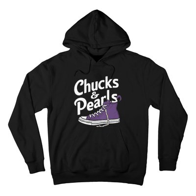 Wo Kamala Harris Chucks And Pearls 2024 Vice President Vneck Hoodie