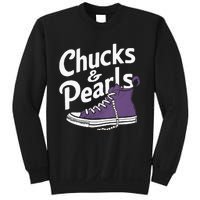 Wo Kamala Harris Chucks And Pearls 2024 Vice President Vneck Sweatshirt