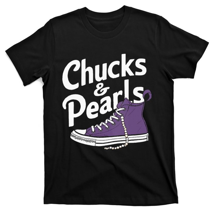 Wo Kamala Harris Chucks And Pearls 2024 Vice President Vneck T-Shirt