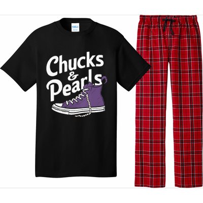 Wo Kamala Harris Chucks And Pearls 2024 Vice President Vneck Pajama Set