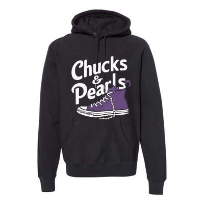 Wo Kamala Harris Chucks And Pearls 2024 Vice President Vneck Premium Hoodie