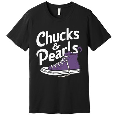 Wo Kamala Harris Chucks And Pearls 2024 Vice President Vneck Premium T-Shirt