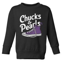 Wo Kamala Harris Chucks And Pearls 2024 Vice President Vneck Toddler Sweatshirt