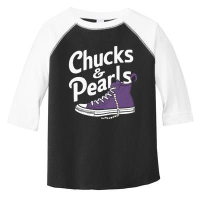 Wo Kamala Harris Chucks And Pearls 2024 Vice President Vneck Toddler Fine Jersey T-Shirt