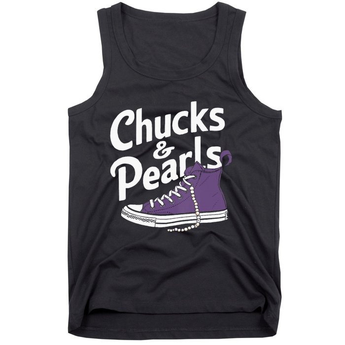 Wo Kamala Harris Chucks And Pearls 2024 Vice President Vneck Tank Top