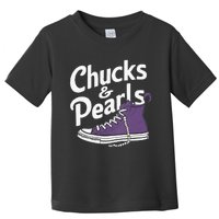 Wo Kamala Harris Chucks And Pearls 2024 Vice President Vneck Toddler T-Shirt