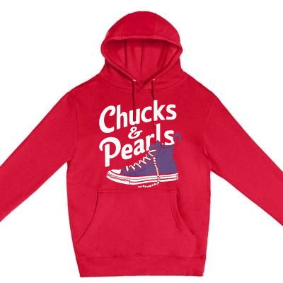 Wo Kamala Harris Chucks And Pearls 2024 Vice President Vneck Premium Pullover Hoodie