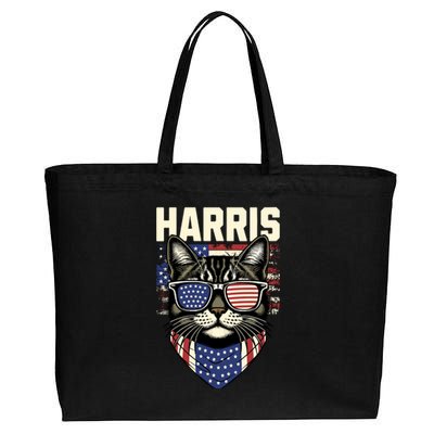 Wo Kamala Harris For President 2024 Funny Cat Lady Graphic Cotton Canvas Jumbo Tote