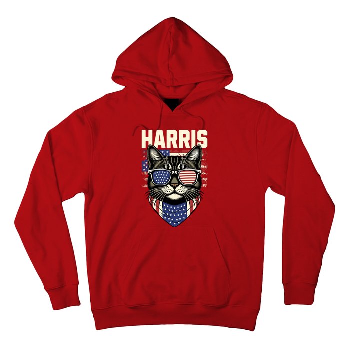 Wo Kamala Harris For President 2024 Funny Cat Lady Graphic Hoodie