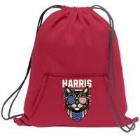 Wo Kamala Harris For President 2024 Funny Cat Lady Graphic Sweatshirt Cinch Pack Bag