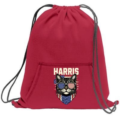 Wo Kamala Harris For President 2024 Funny Cat Lady Graphic Sweatshirt Cinch Pack Bag