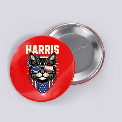 Wo Kamala Harris For President 2024 Funny Cat Lady Graphic Button