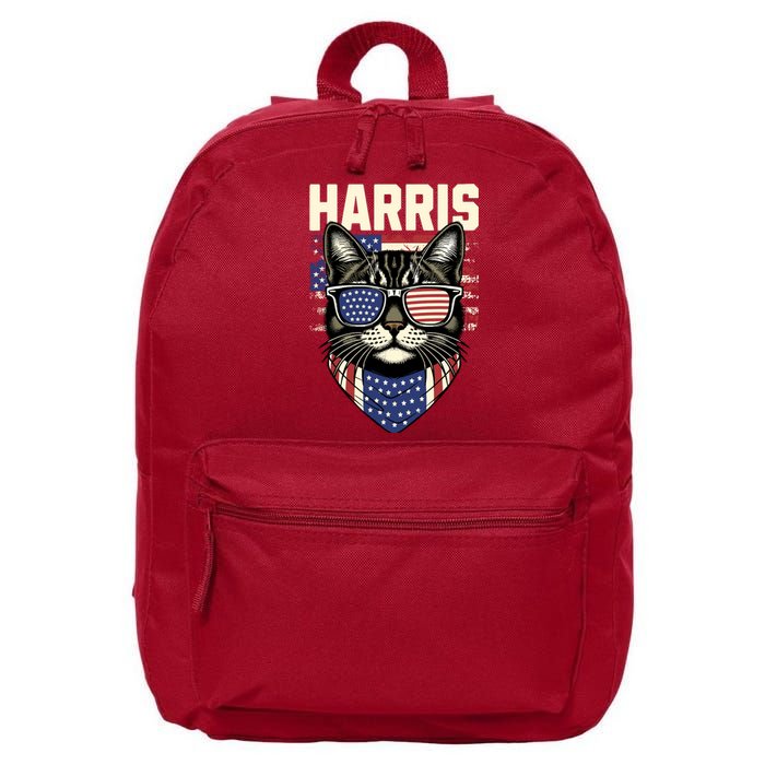 Wo Kamala Harris For President 2024 Funny Cat Lady Graphic 16 in Basic Backpack