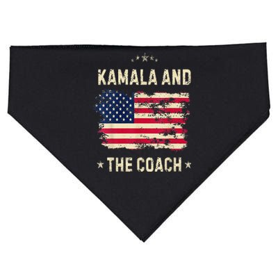 Women Kamala Harris And The Coach 2024 Walz Waltz Usa Flag Gift USA-Made Doggie Bandana