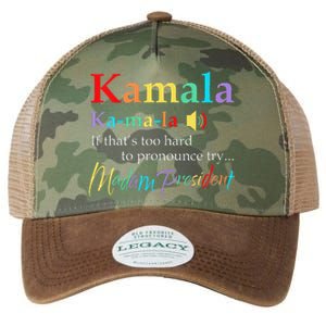 Women Kamala If Thats Too Hard To Pronounce Try Madam President Gift Legacy Tie Dye Trucker Hat