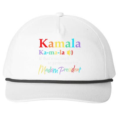 Women Kamala If Thats Too Hard To Pronounce Try Madam President Gift Snapback Five-Panel Rope Hat