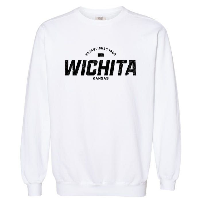 Wichita Kansas Ks Vintage Athletic Sports Logo Garment-Dyed Sweatshirt