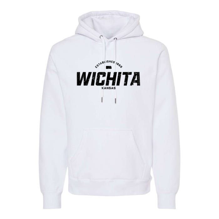 Wichita Kansas Ks Vintage Athletic Sports Logo Premium Hoodie