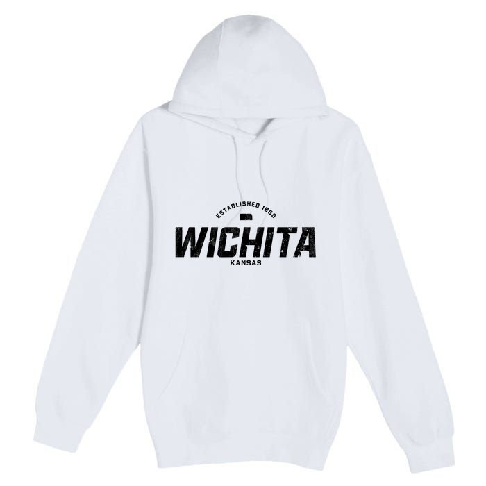 Wichita Kansas Ks Vintage Athletic Sports Logo Premium Pullover Hoodie