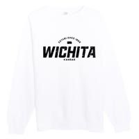 Wichita Kansas Ks Vintage Athletic Sports Logo Premium Crewneck Sweatshirt