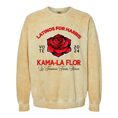 Wo Kama La Flor 2024 Election Latinas Con Kamala Harris Vote Vneck Colorblast Crewneck Sweatshirt