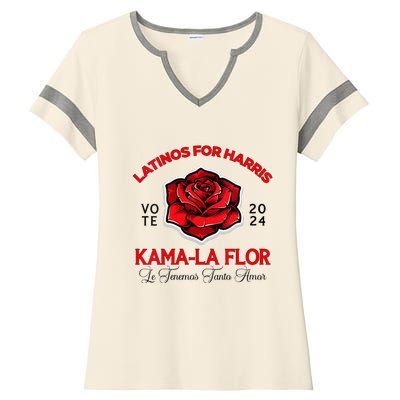 Wo Kama La Flor 2024 Election Latinas Con Kamala Harris Vote Vneck Ladies Halftime Notch Neck Tee