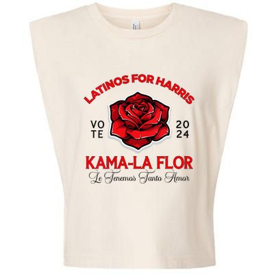 Wo Kama La Flor 2024 Election Latinas Con Kamala Harris Vote Vneck Garment-Dyed Women's Muscle Tee