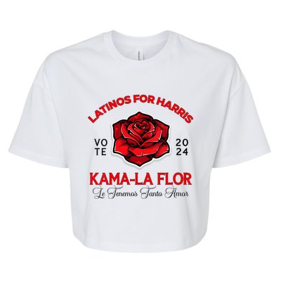 Wo Kama La Flor 2024 Election Latinas Con Kamala Harris Vote Vneck Bella+Canvas Jersey Crop Tee