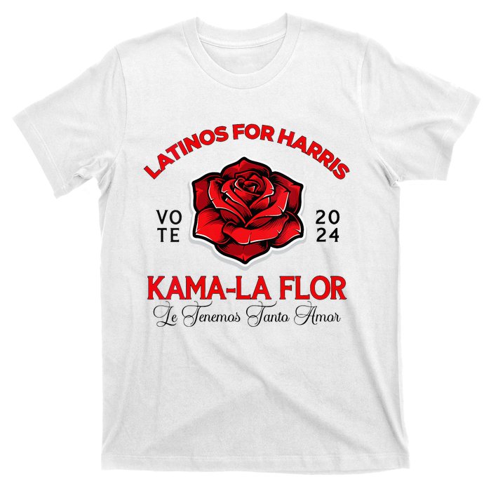 Wo Kama La Flor 2024 Election Latinas Con Kamala Harris Vote Vneck T-Shirt