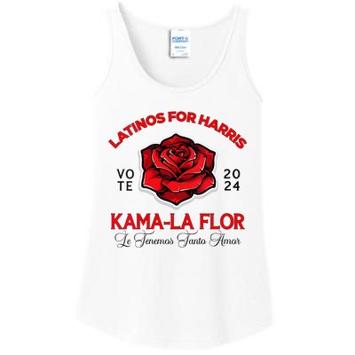 Wo Kama La Flor 2024 Election Latinas Con Kamala Harris Vote Vneck Ladies Essential Tank