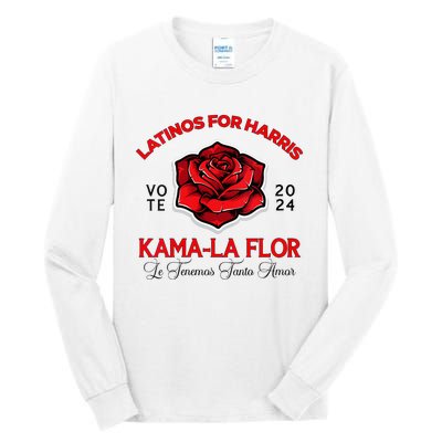 Wo Kama La Flor 2024 Election Latinas Con Kamala Harris Vote Vneck Tall Long Sleeve T-Shirt