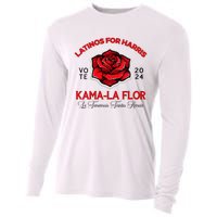 Wo Kama La Flor 2024 Election Latinas Con Kamala Harris Vote Vneck Cooling Performance Long Sleeve Crew