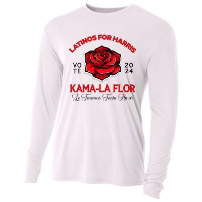 Wo Kama La Flor 2024 Election Latinas Con Kamala Harris Vote Vneck Cooling Performance Long Sleeve Crew