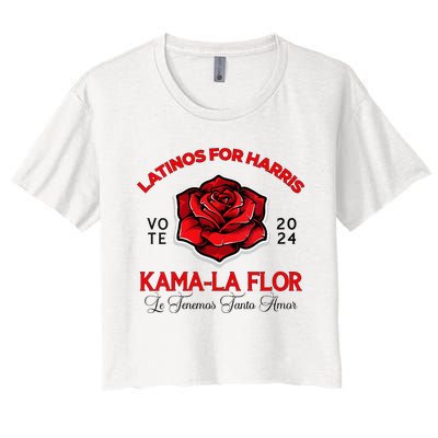 Wo Kama La Flor 2024 Election Latinas Con Kamala Harris Vote Vneck Women's Crop Top Tee