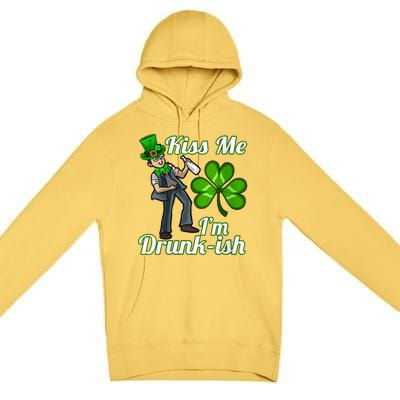 Womens Kiss Me I'm Drunkish Lucky St. Patrick's Day Costume Outfit Premium Pullover Hoodie