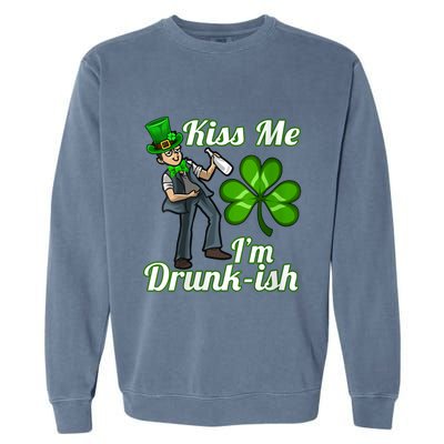 Womens Kiss Me I'm Drunkish Lucky St. Patrick's Day Costume Outfit Garment-Dyed Sweatshirt