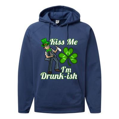 Womens Kiss Me I'm Drunkish Lucky St. Patrick's Day Costume Outfit Performance Fleece Hoodie