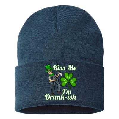 Womens Kiss Me I'm Drunkish Lucky St. Patrick's Day Costume Outfit Sustainable Knit Beanie