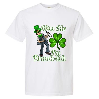 Womens Kiss Me I'm Drunkish Lucky St. Patrick's Day Costume Outfit Garment-Dyed Heavyweight T-Shirt