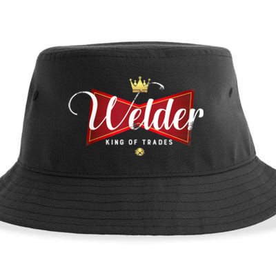 Welder King Of Trades In A Parody Funny Welding Grandpa Dad Sustainable Bucket Hat