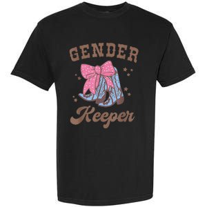 Western Keeper Of The Gender Cowboy Boots Gender Reveal Garment-Dyed Heavyweight T-Shirt